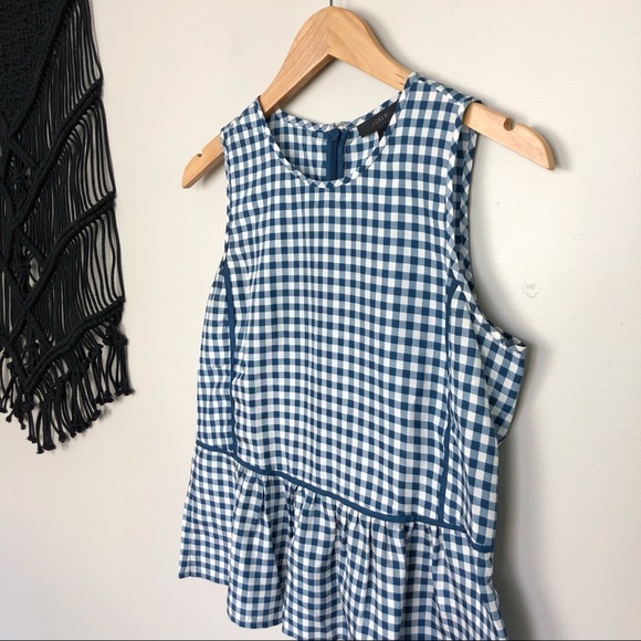 J. Crew Ruffle Hem Silk Tank Top In Gingham - Picture 3 of 6